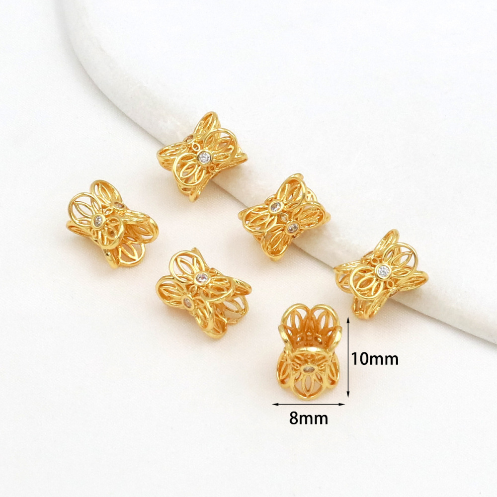 MYK3685-100 pieces/bag of 18K zircon-set large-hole spacer beads for DIY beading accessories