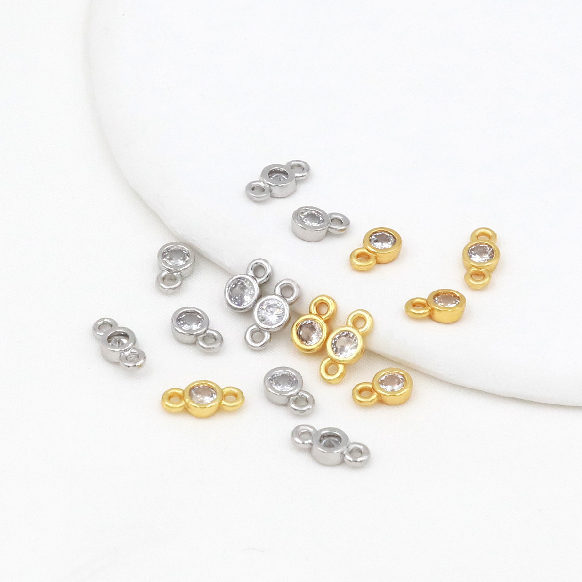 MYK3694-100 pieces/bag of micro-inlaid single zircon ring bracelet connectors