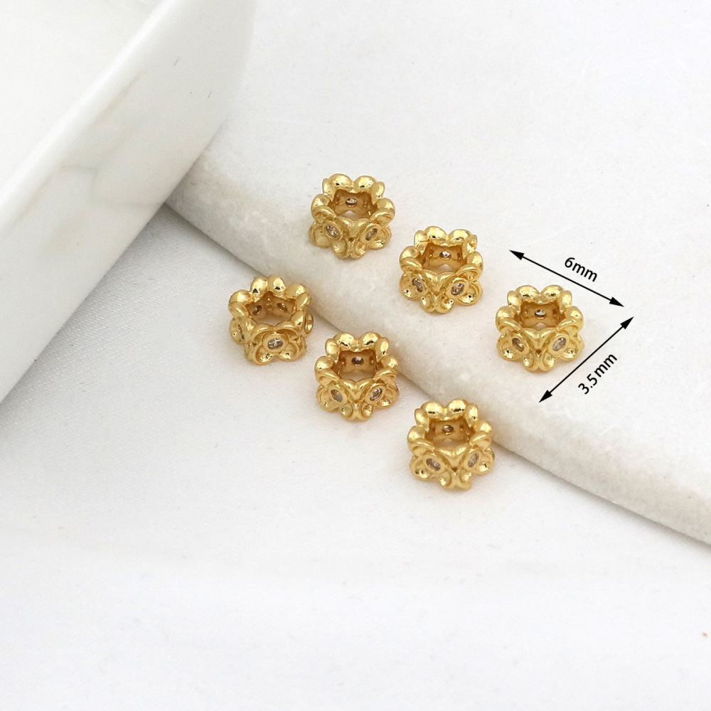 MYK3686-100 pieces/bag of 18K zircon-set large-hole spacer beads