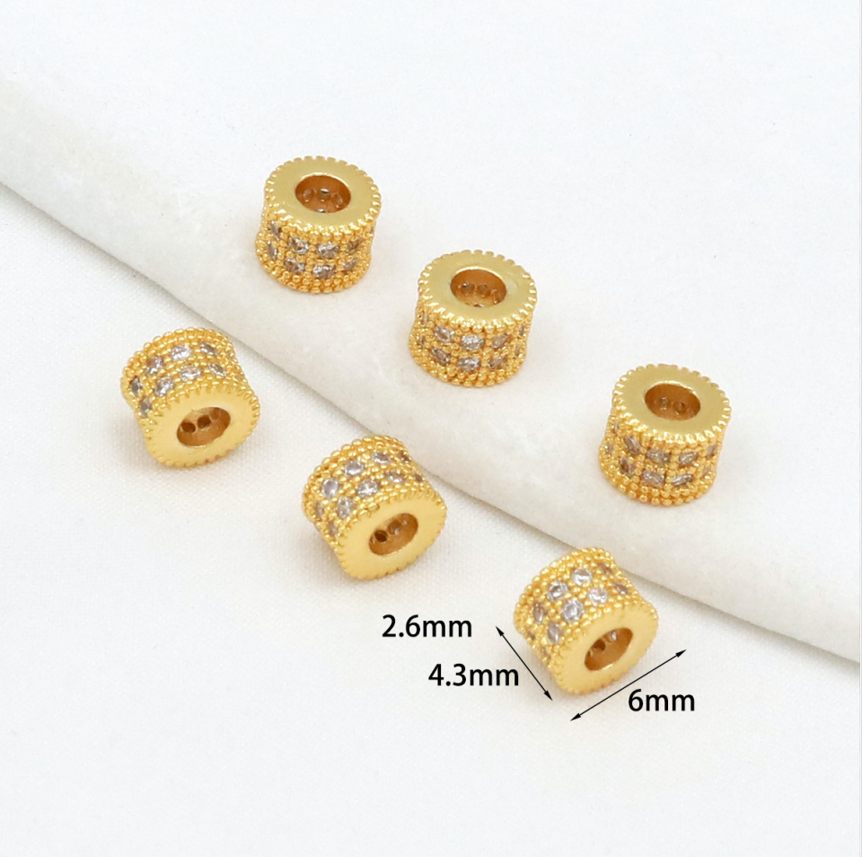 MYK3683-100 pieces/bag of 18K zircon-set large-hole spacer beads