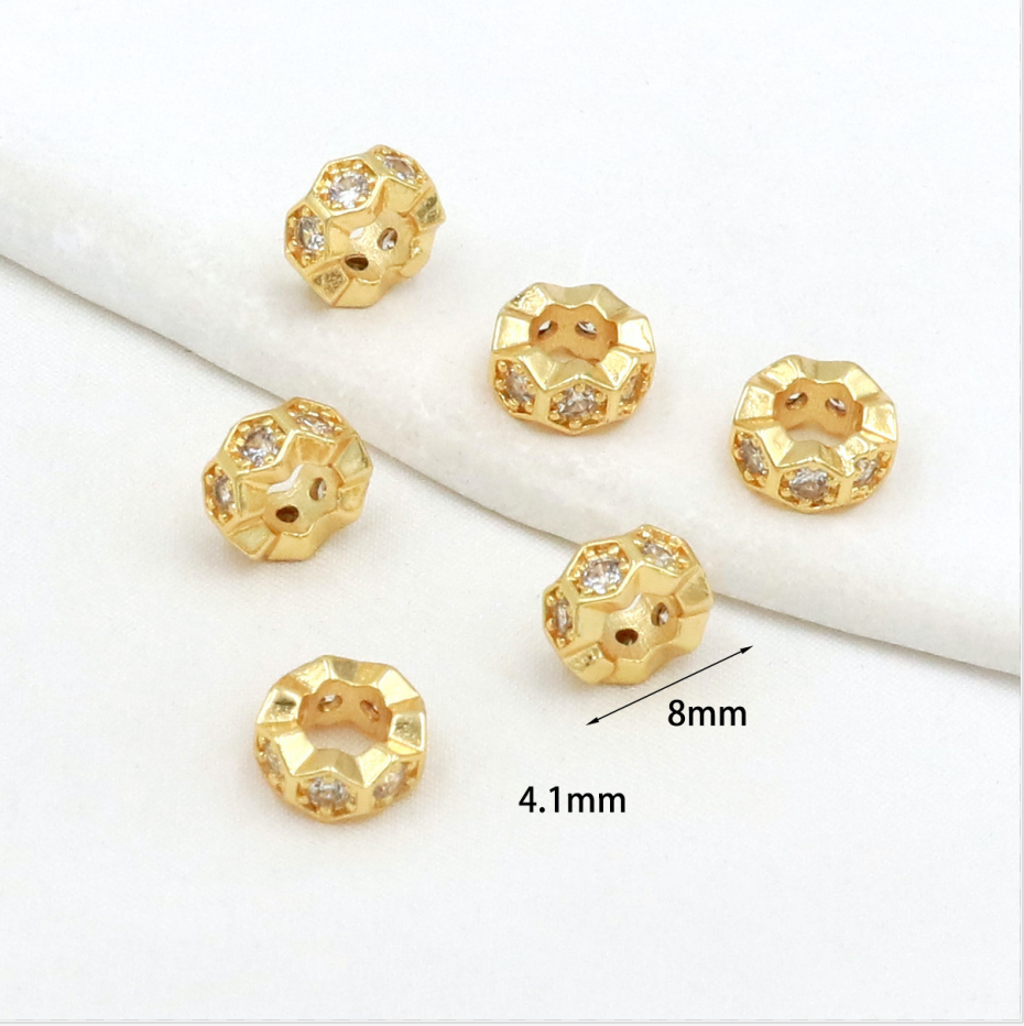 MYK3684-100 pieces/bag of 18K zircon-set large-hole spacer beads DIY accessories