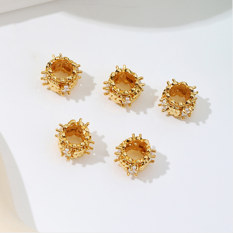 MYK3684-100 pieces/bag of 18K zircon-set large-hole spacer beads DIY accessories