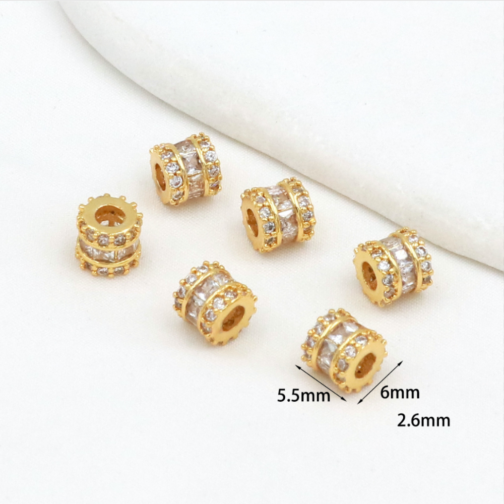 MYK3684-100 pieces/bag of 18K zircon-set large-hole spacer beads DIY accessories