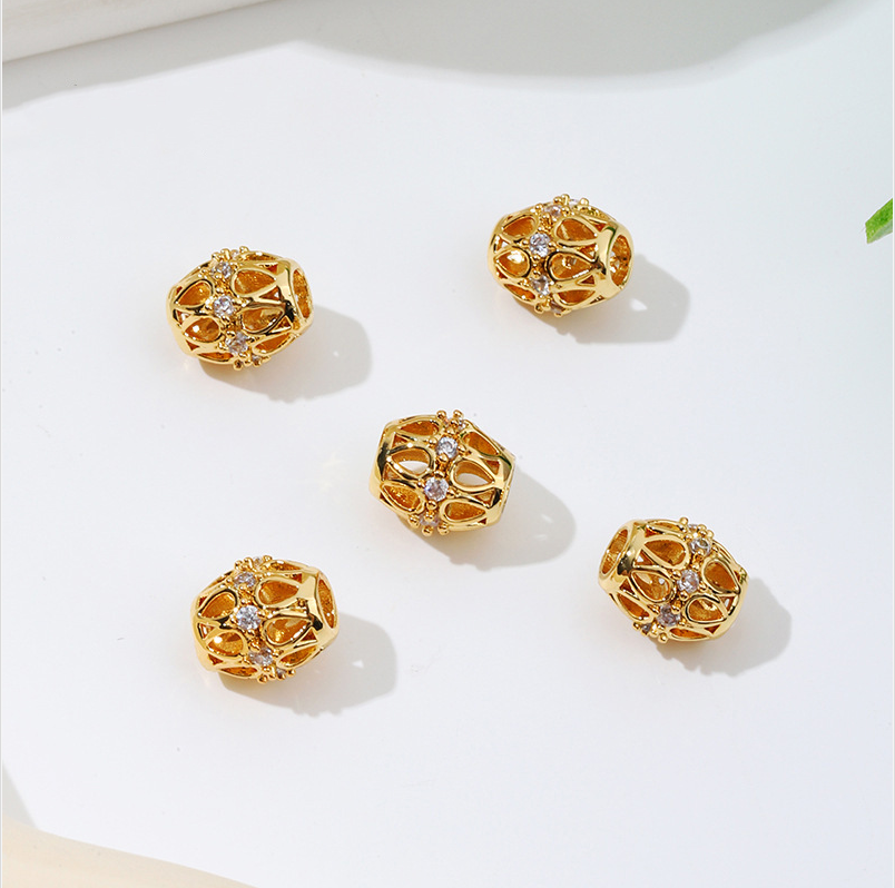 MYK3684-100 pieces/bag of 18K zircon-set large-hole spacer beads DIY accessories