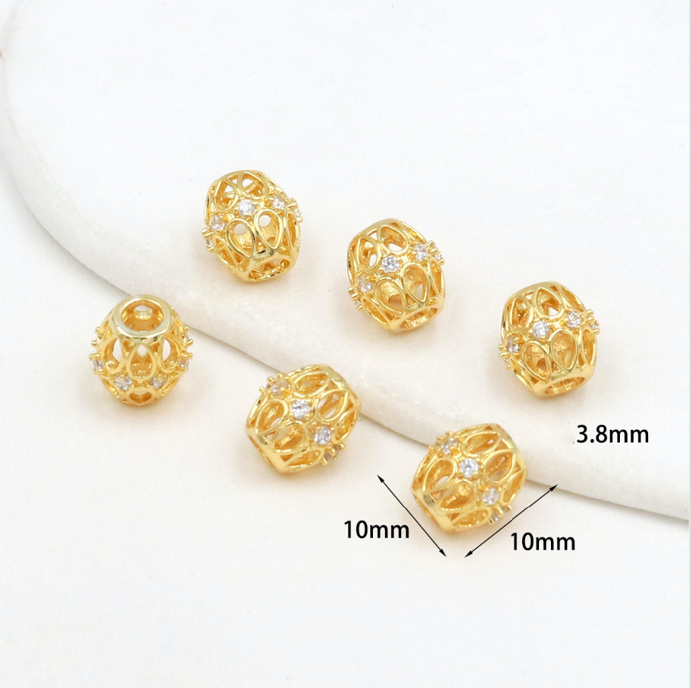 MYK3684-100 pieces/bag of 18K zircon-set large-hole spacer beads DIY accessories