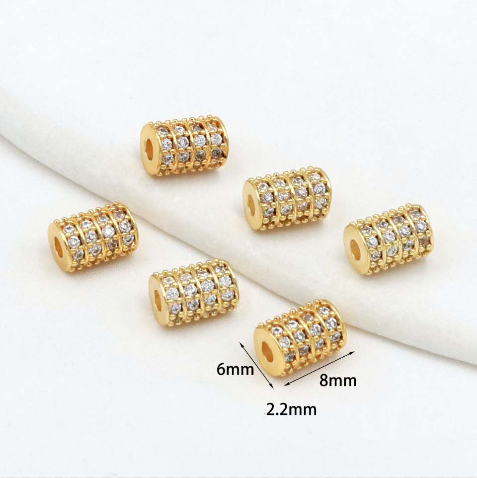 MYK3684-100 pieces/bag of 18K zircon-set large-hole spacer beads DIY accessories