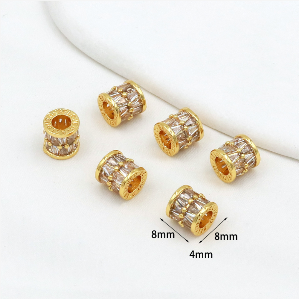 MYK3684-100 pieces/bag of 18K zircon-set large-hole spacer beads DIY accessories