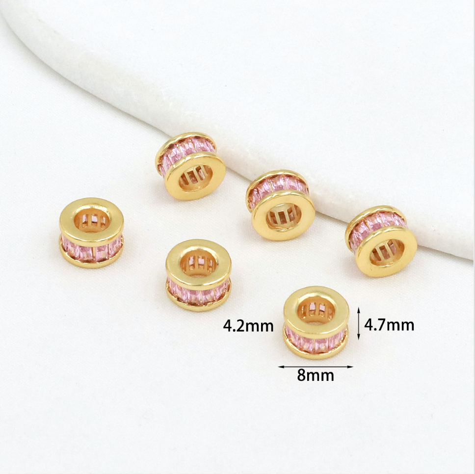 MYK3684-100 pieces/bag of 18K zircon-set large-hole spacer beads DIY accessories