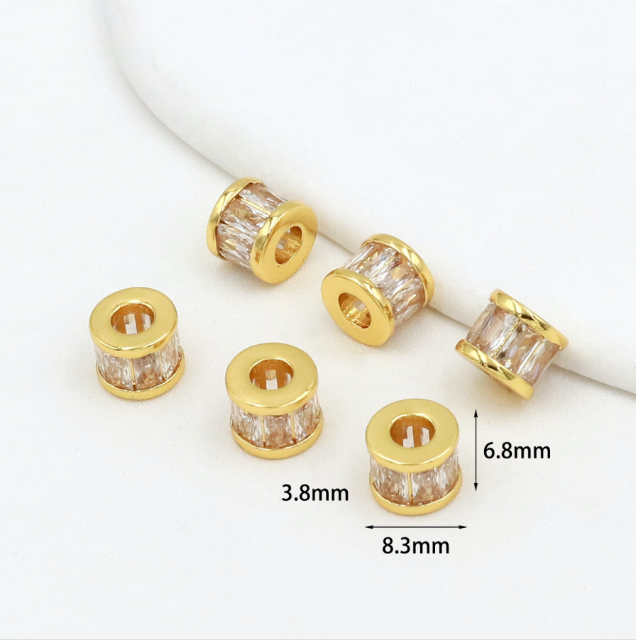 MYK3684-100 pieces/bag of 18K zircon-set large-hole spacer beads DIY accessories