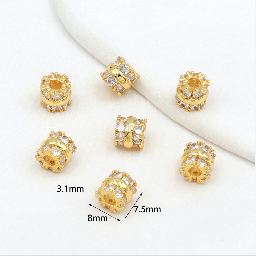 MYK3685-100 pieces/bag of 18K zircon-set large-hole spacer beads for DIY beading accessories