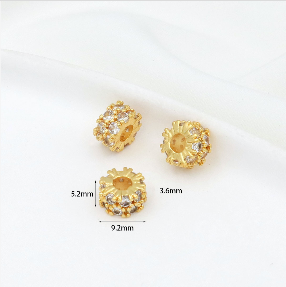 MYK3685-100 pieces/bag of 18K zircon-set large-hole spacer beads for DIY beading accessories