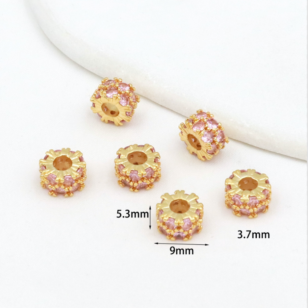 MYK3685-100 pieces/bag of 18K zircon-set large-hole spacer beads for DIY beading accessories