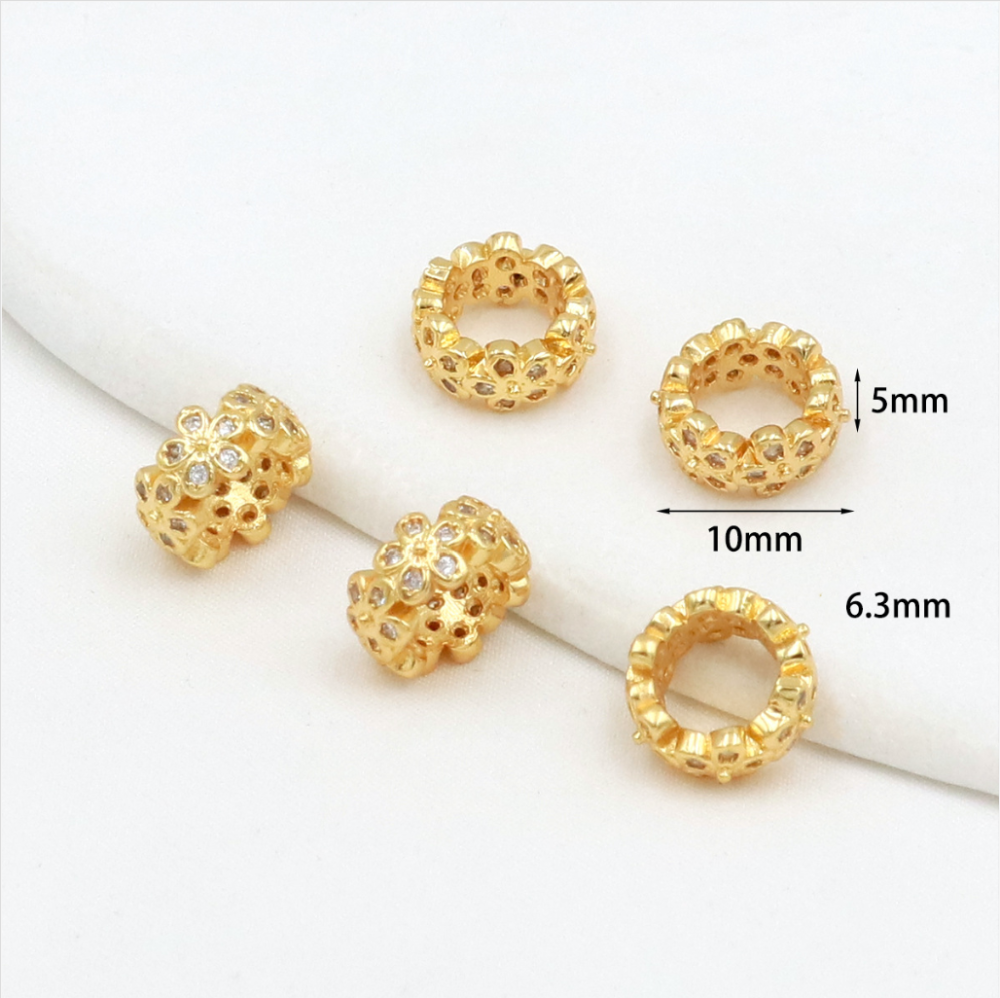 MYK3685-100 pieces/bag of 18K zircon-set large-hole spacer beads for DIY beading accessories