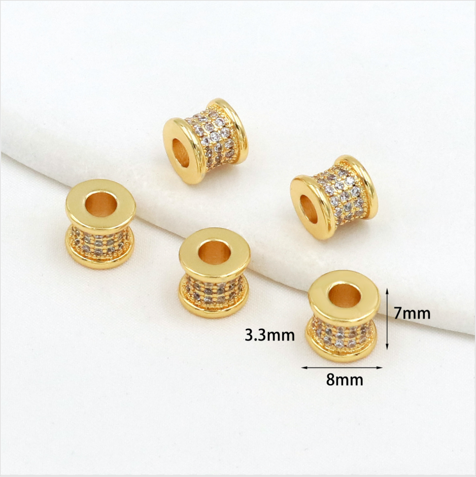 MYK3685-100 pieces/bag of 18K zircon-set large-hole spacer beads for DIY beading accessories