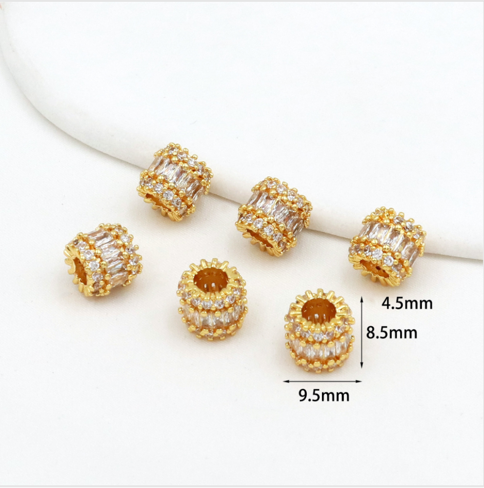 MYK3685-100 pieces/bag of 18K zircon-set large-hole spacer beads for DIY beading accessories