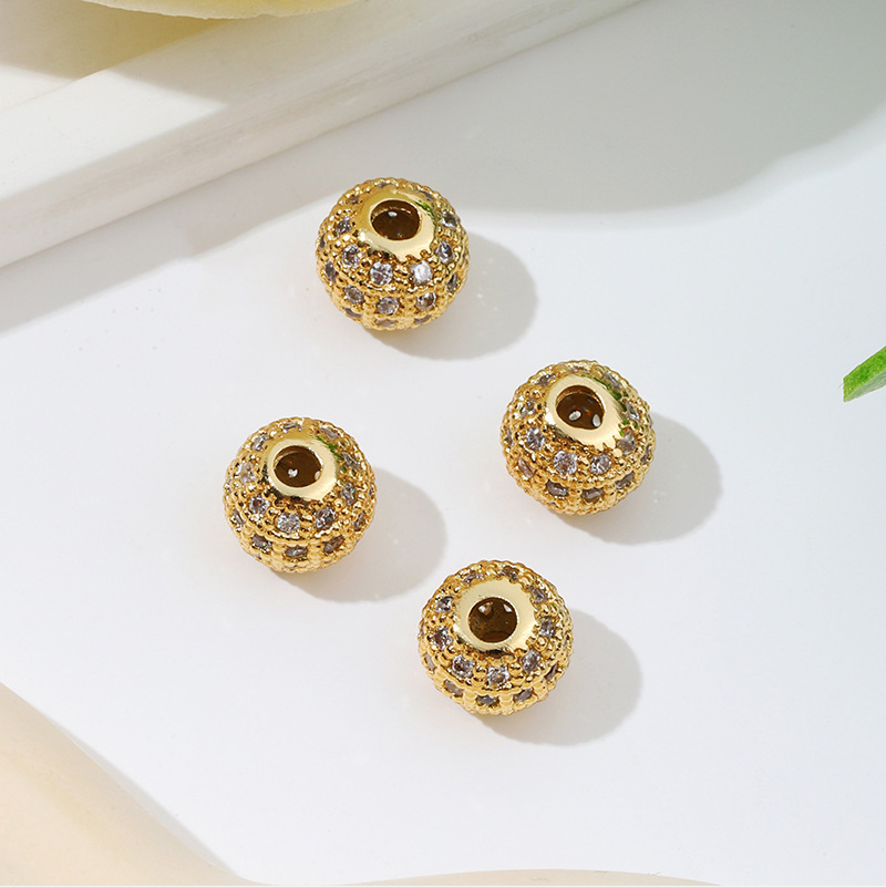 MYK3685-100 pieces/bag of 18K zircon-set large-hole spacer beads for DIY beading accessories