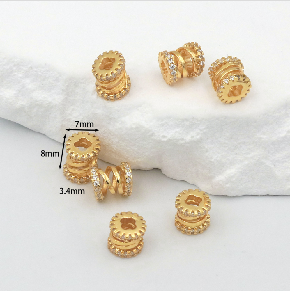 MYK3685-100 pieces/bag of 18K zircon-set large-hole spacer beads for DIY beading accessories