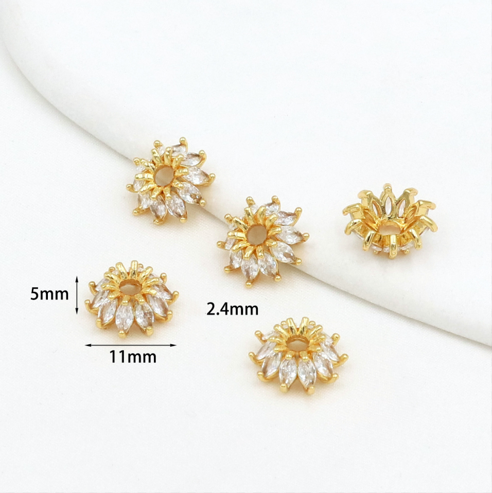 MYK3685-100 pieces/bag of 18K zircon-set large-hole spacer beads for DIY beading accessories