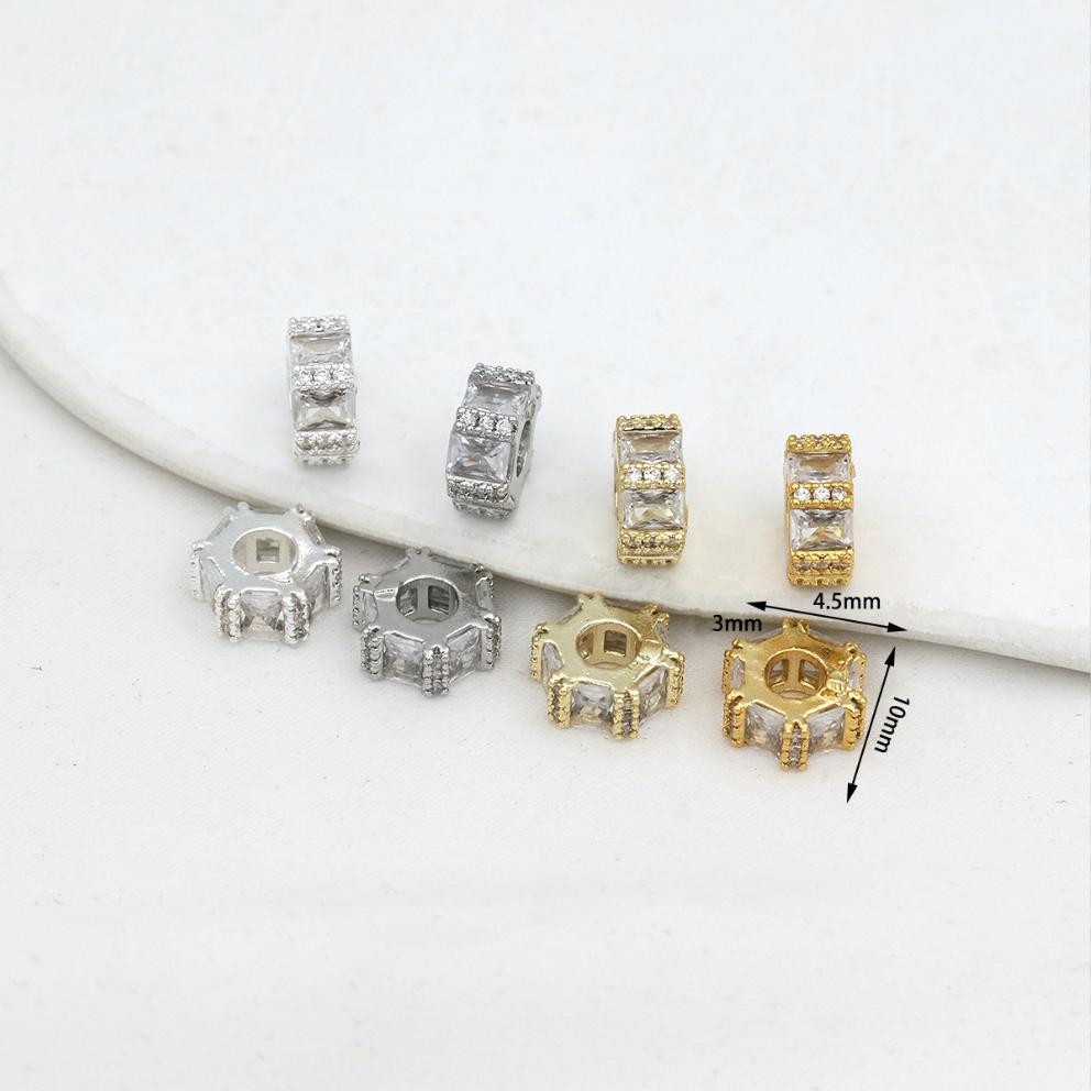MYK3686-100 pieces/bag of 18K zircon-set large-hole spacer beads