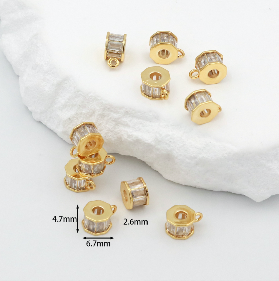 MYK3689-100 pieces/bag of 14K zircon barrel beads, wheel beads, spacer beads with hanging rings