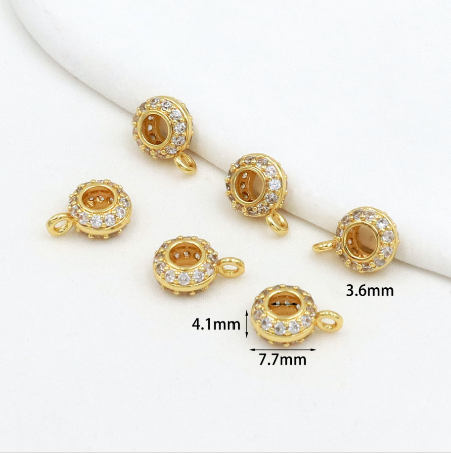 MYK3689-100 pieces/bag of 14K zircon barrel beads, wheel beads, spacer beads with hanging rings