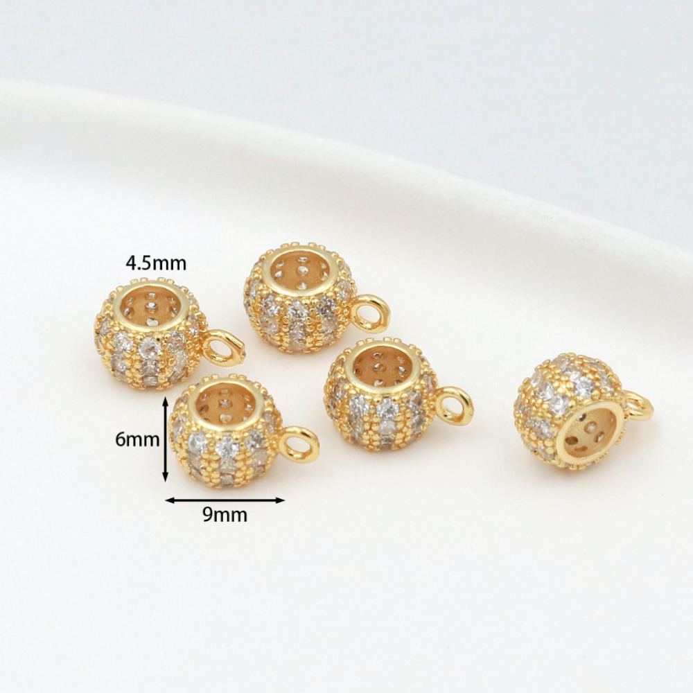 MYK3689-100 pieces/bag of 14K zircon barrel beads, wheel beads, spacer beads with hanging rings