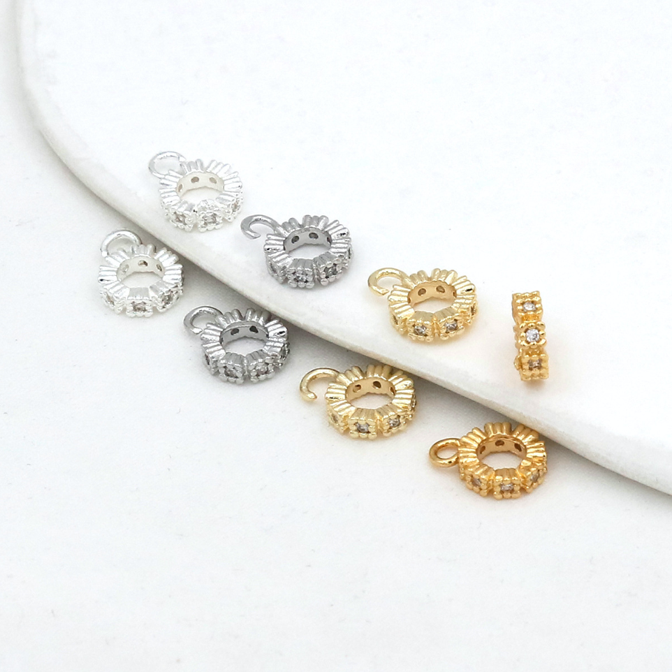 MYK3689-100 pieces/bag of 14K zircon barrel beads, wheel beads, spacer beads with hanging rings