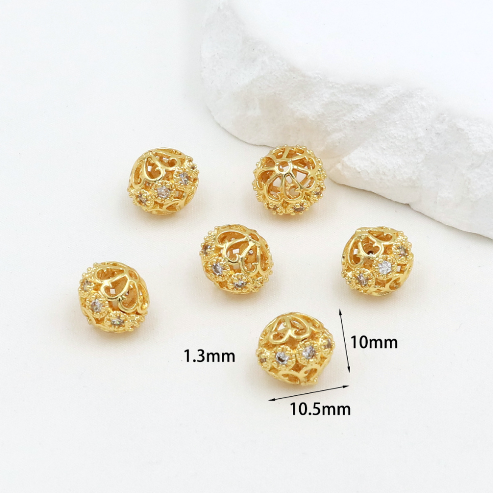 MYK3703-100 pieces/bag, 14K gold inlaid zircon spacer beads