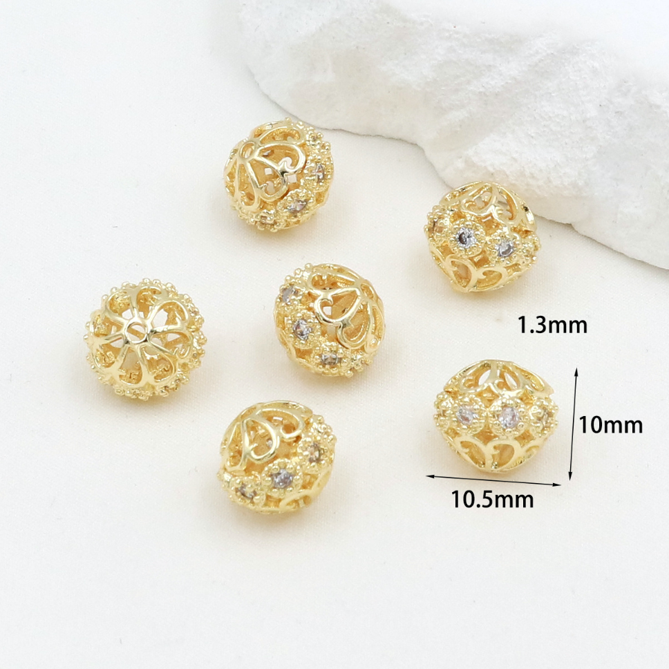MYK3703-100 pieces/bag, 14K gold inlaid zircon spacer beads