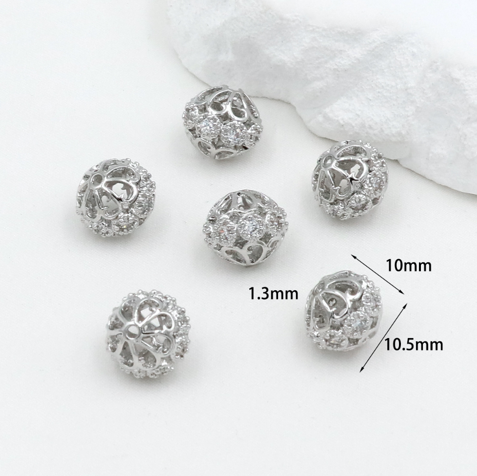 MYK3703-100 pieces/bag, 14K gold inlaid zircon spacer beads