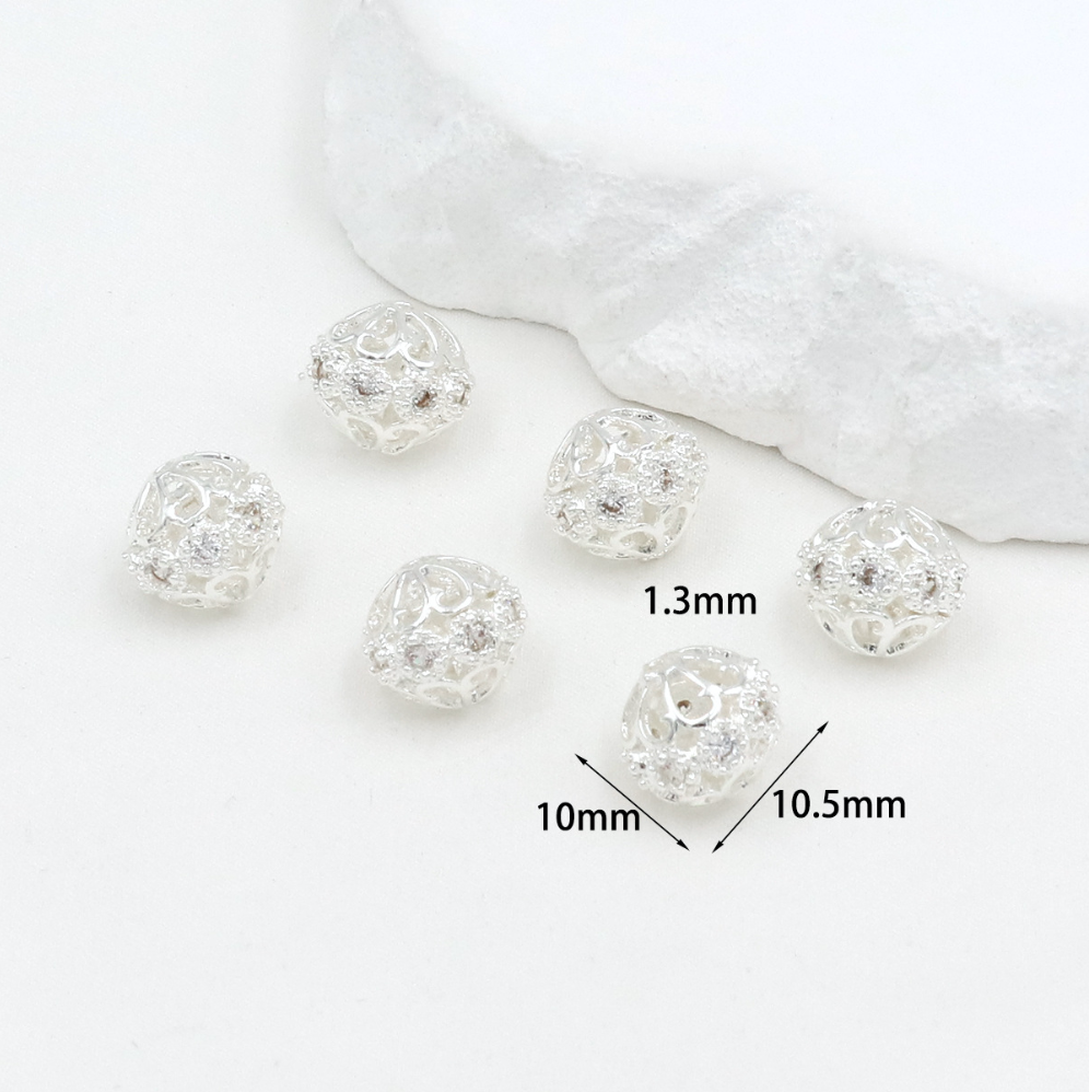 MYK3703-100 pieces/bag, 14K gold inlaid zircon spacer beads