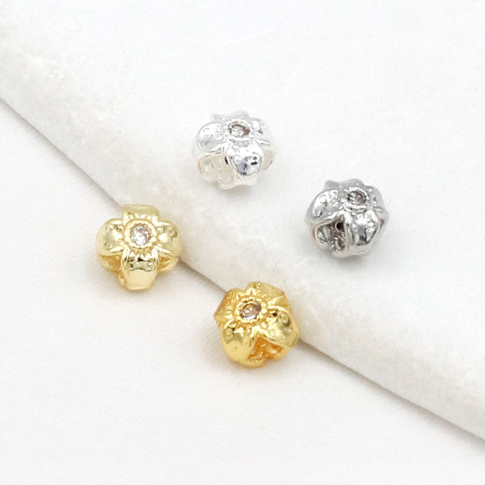 MYK3730-100 pieces/bag of 18k zircon petal DIY spacer beads