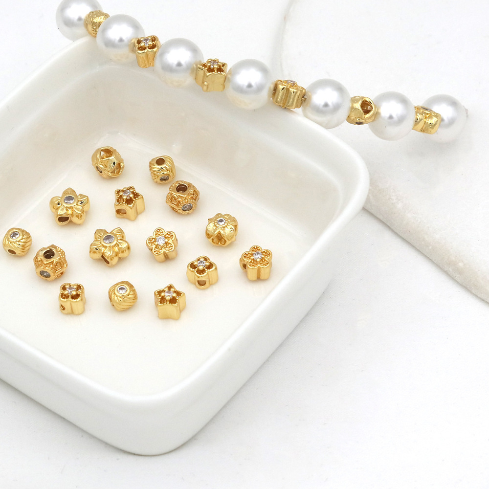 MYK3730-100 pieces/bag of 18k zircon petal DIY spacer beads