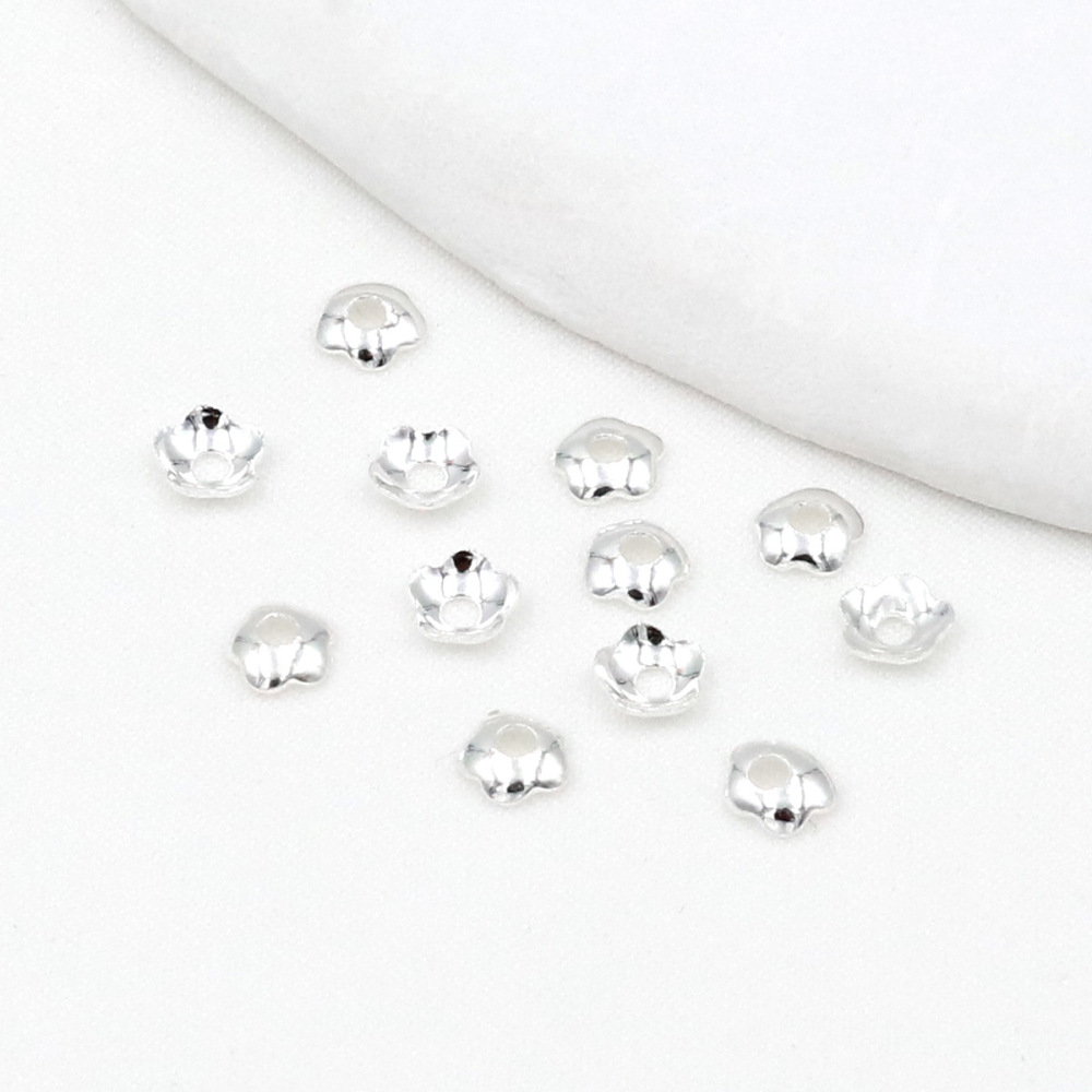 MYK3731-100 pieces/bag 18k glossy floral cap with pearl base
