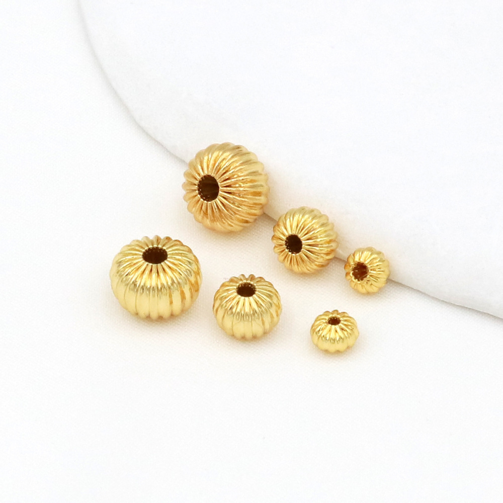 MYK3720-100 pieces/bag 18K flat pumpkin pattern hollow lantern beads