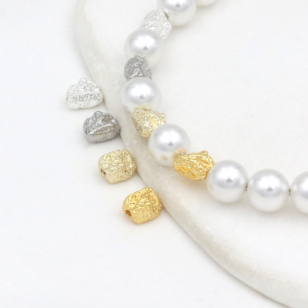 MYK3729-100 pieces/bag of 18K speckled irregular-shaped loose silver spacer beads
