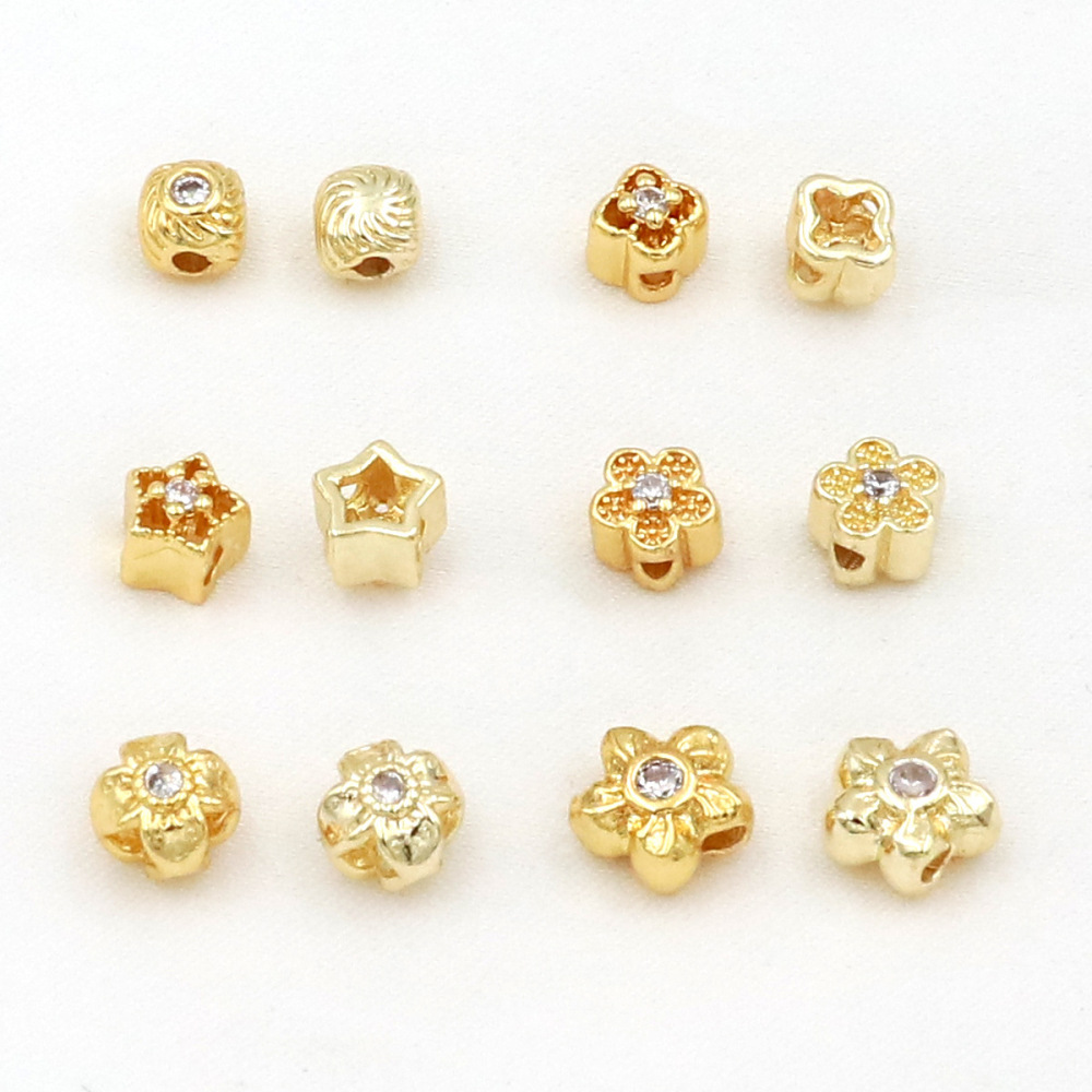 MYK3730-100 pieces/bag of 18k zircon petal DIY spacer beads