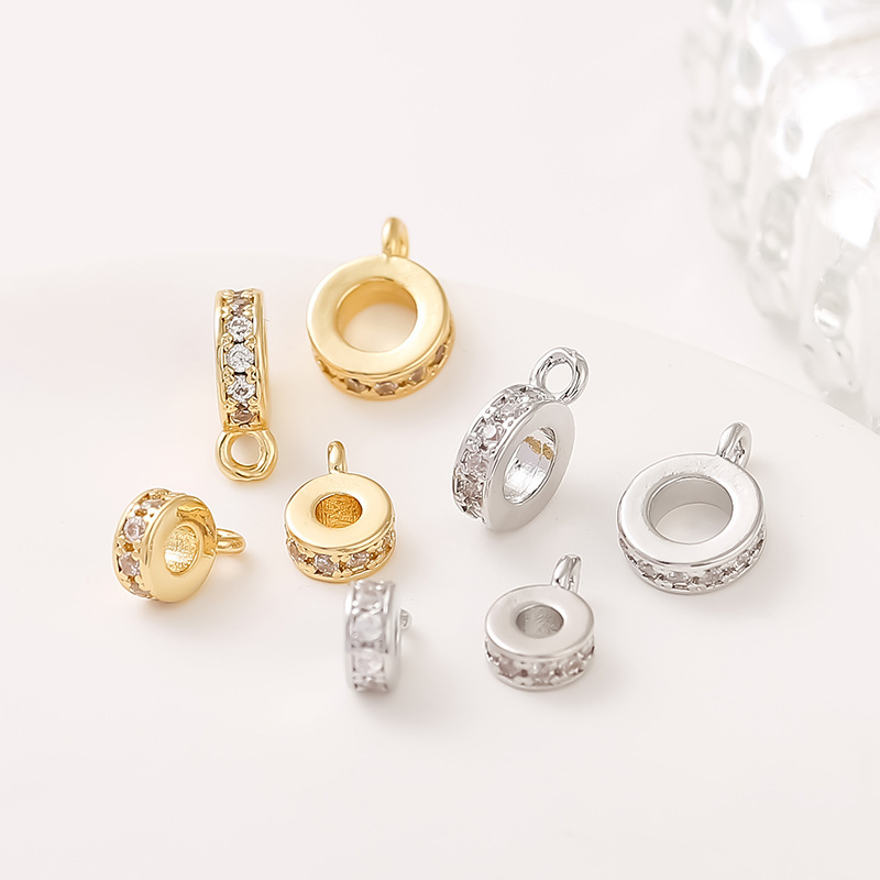 MYK3715-100 pieces/bag of 18K zircon-set single pendant spacer beads
