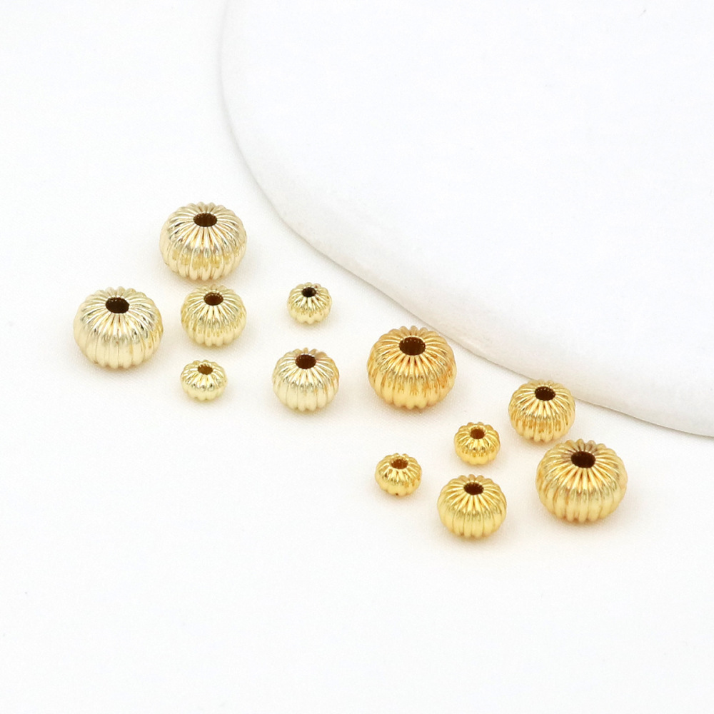 MYK3720-100 pieces/bag 18K flat pumpkin pattern hollow lantern beads