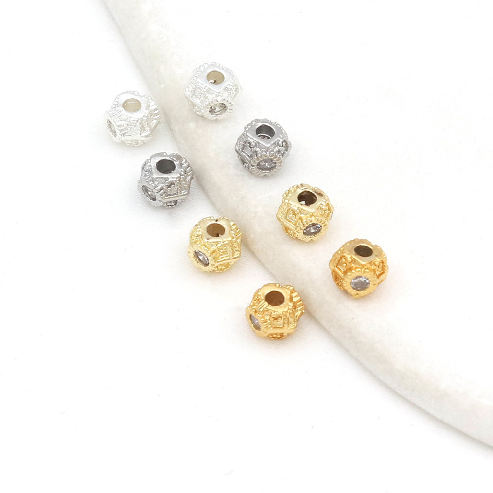 MYK3730-100 pieces/bag of 18k zircon petal DIY spacer beads