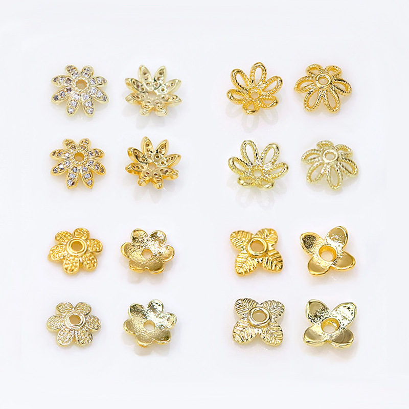MYK3735-100 pieces/bag 18K floral bead holder/spacer