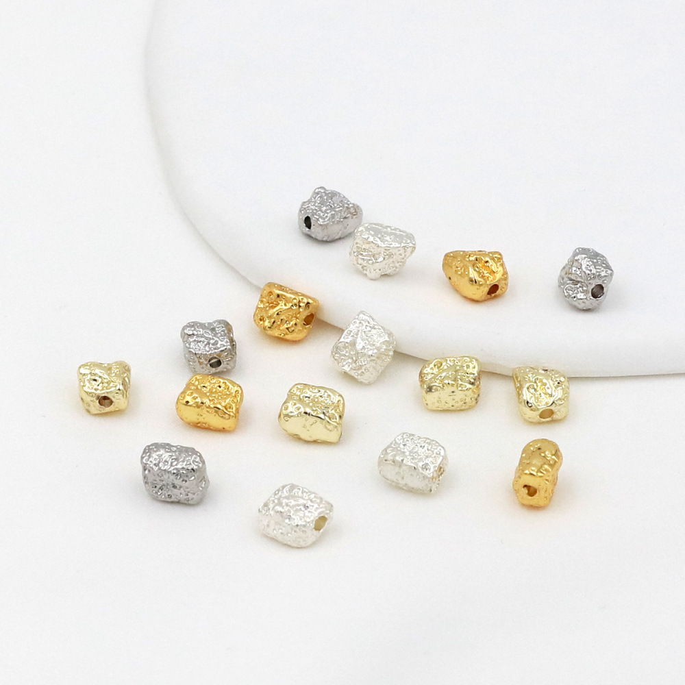 MYK3729-100 pieces/bag of 18K speckled irregular-shaped loose silver spacer beads