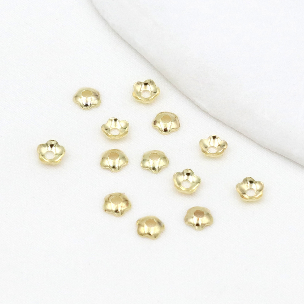 MYK3731-100 pieces/bag 18k glossy floral cap with pearl base