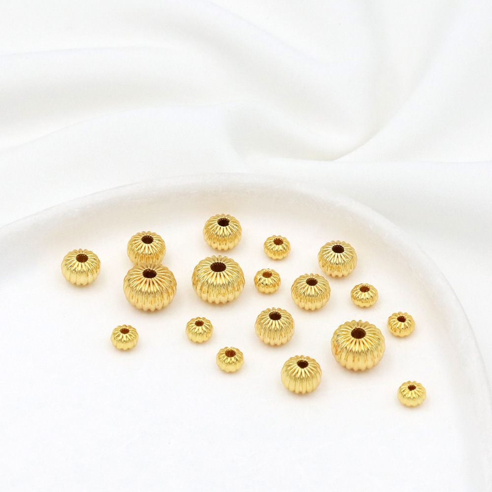 MYK3720-100 pieces/bag 18K flat pumpkin pattern hollow lantern beads