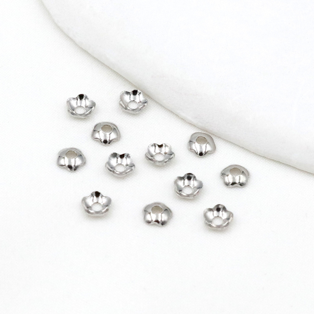 MYK3731-100 pieces/bag 18k glossy floral cap with pearl base