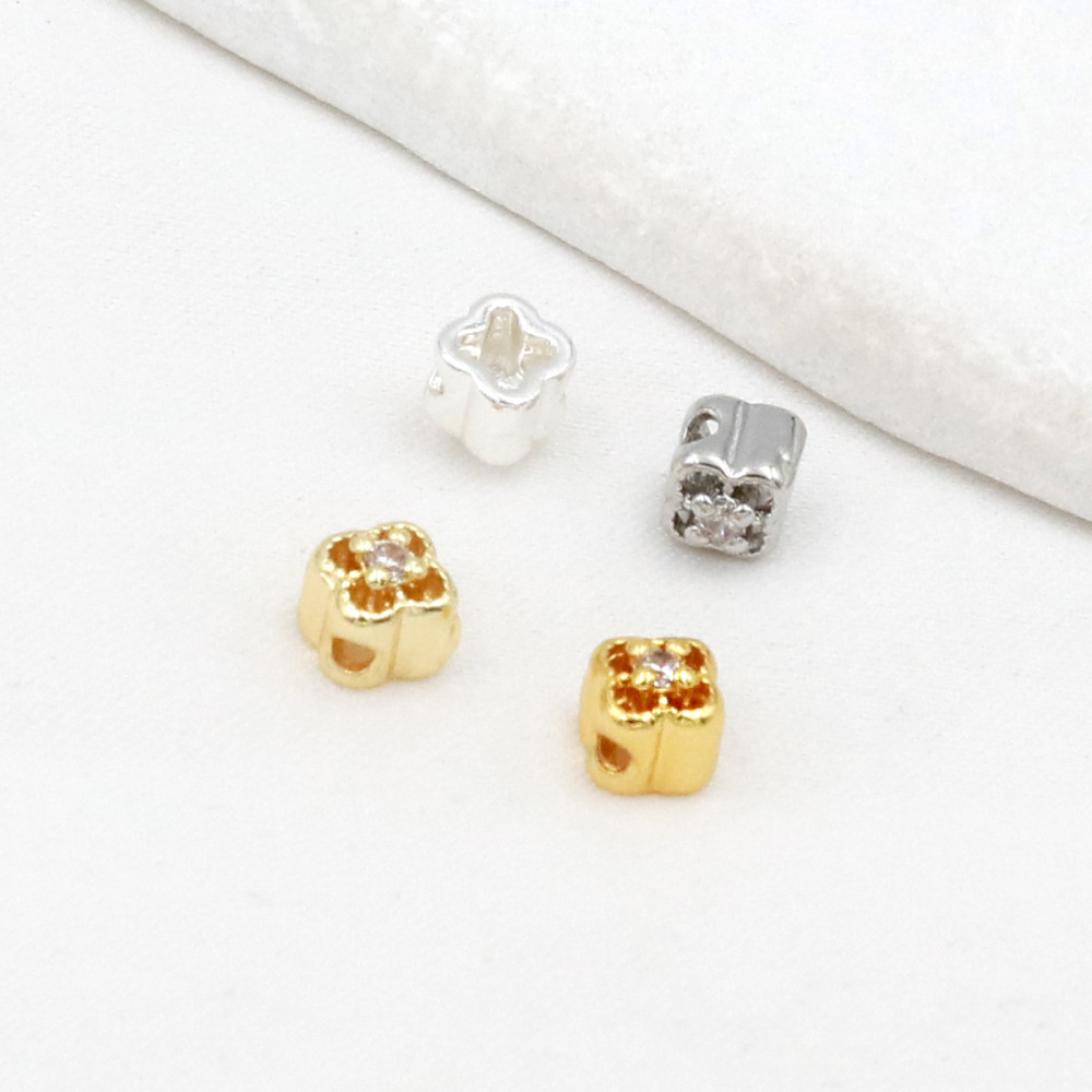 MYK3730-100 pieces/bag of 18k zircon petal DIY spacer beads