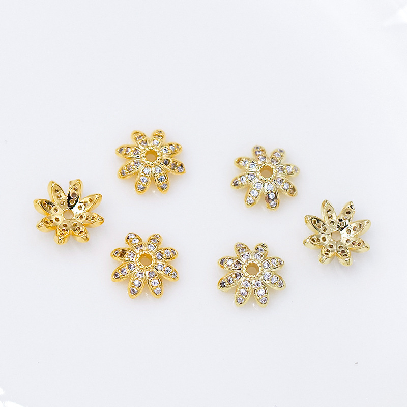 MYK3735-100 pieces/bag 18K floral bead holder/spacer