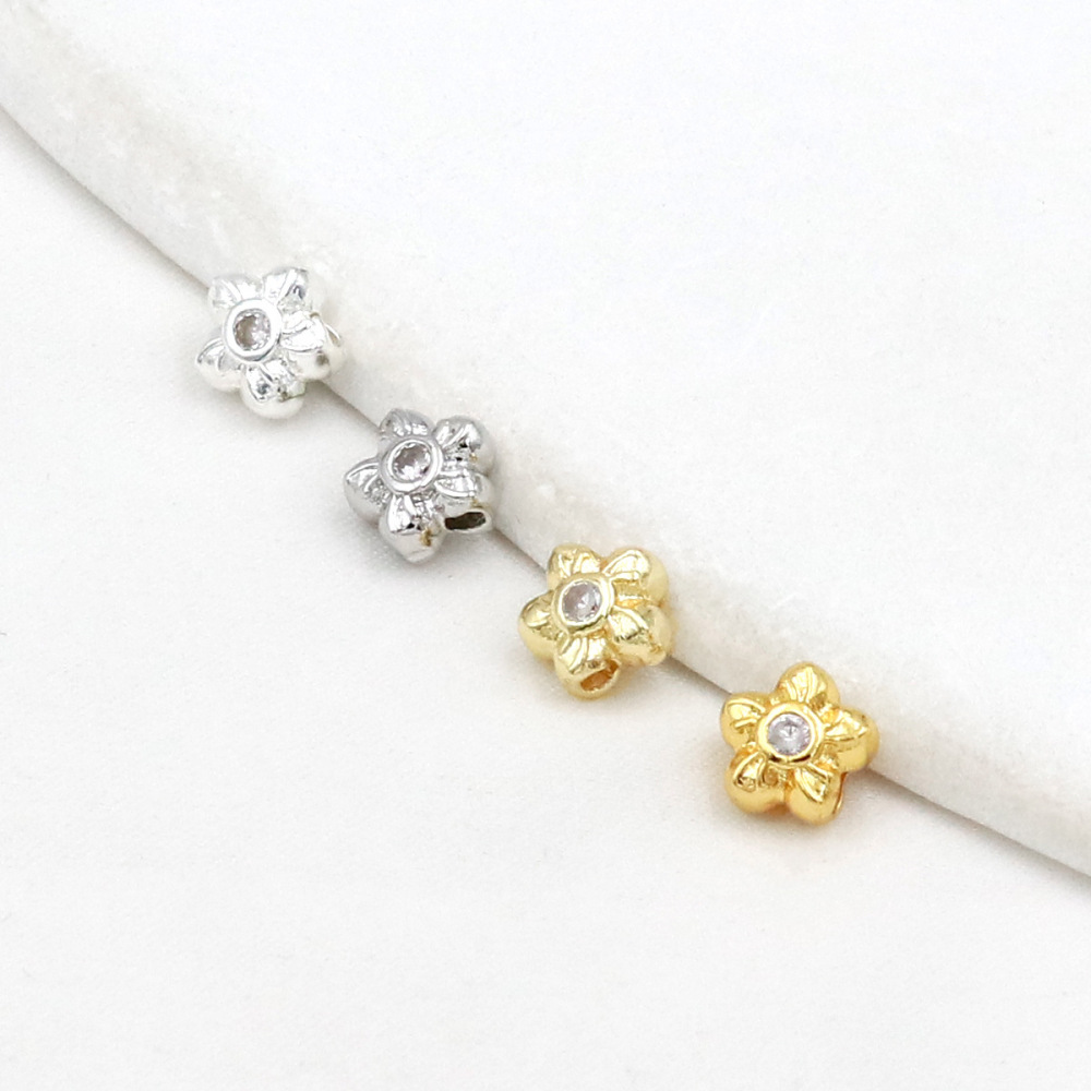 MYK3730-100 pieces/bag of 18k zircon petal DIY spacer beads