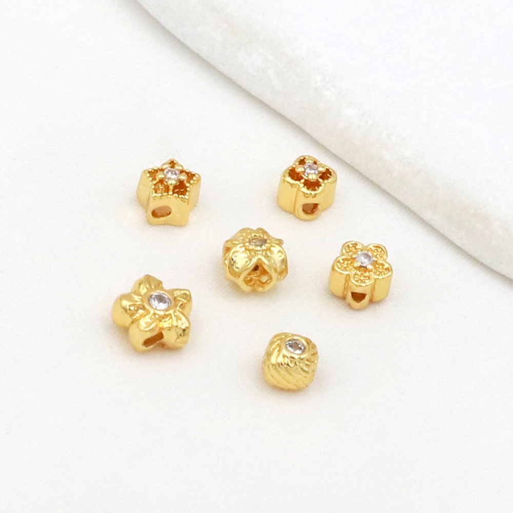 MYK3730-100 pieces/bag of 18k zircon petal DIY spacer beads