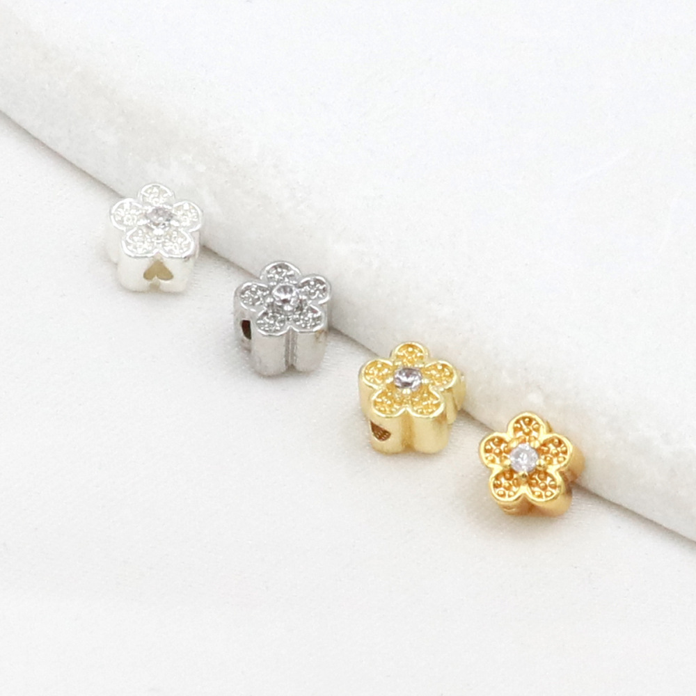 MYK3730-100 pieces/bag of 18k zircon petal DIY spacer beads